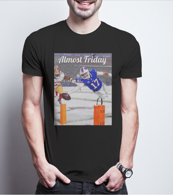 Almost Friday Josh Allen Diving Touchdown Snow Football T-Shirt