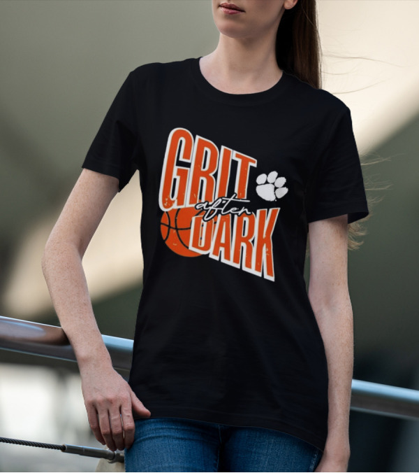 Clemson Grit After Dark Basketball And Paw Prints T-Shirt