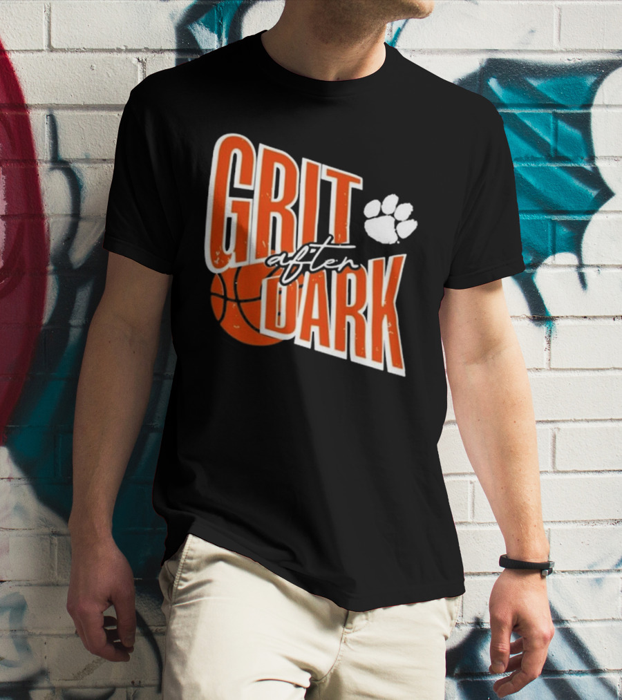 Clemson Grit After Dark Basketball And Paw Prints T-Shirt