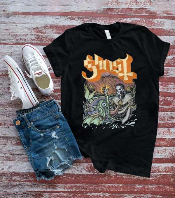 Ghost Papa And The Whale Legendary Encounter With Rising Sun Background T-Shirt