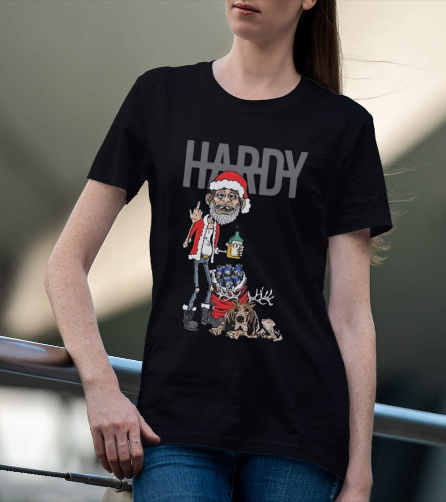 Hardy Christmas Santa Jim Bob With KY Bottle And Dogs Holiday T-Shirt