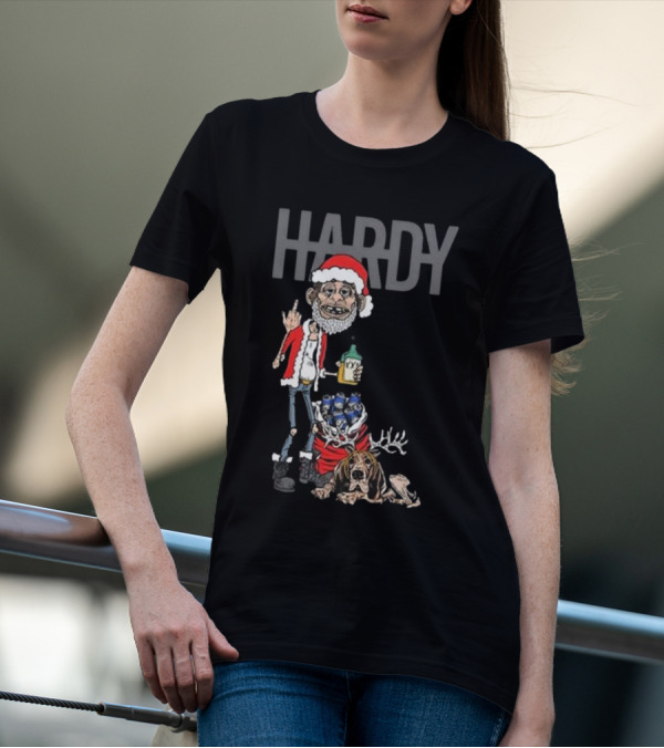 Hardy Christmas Santa Jim Bob With KY Bottle And Dogs Holiday T-Shirt