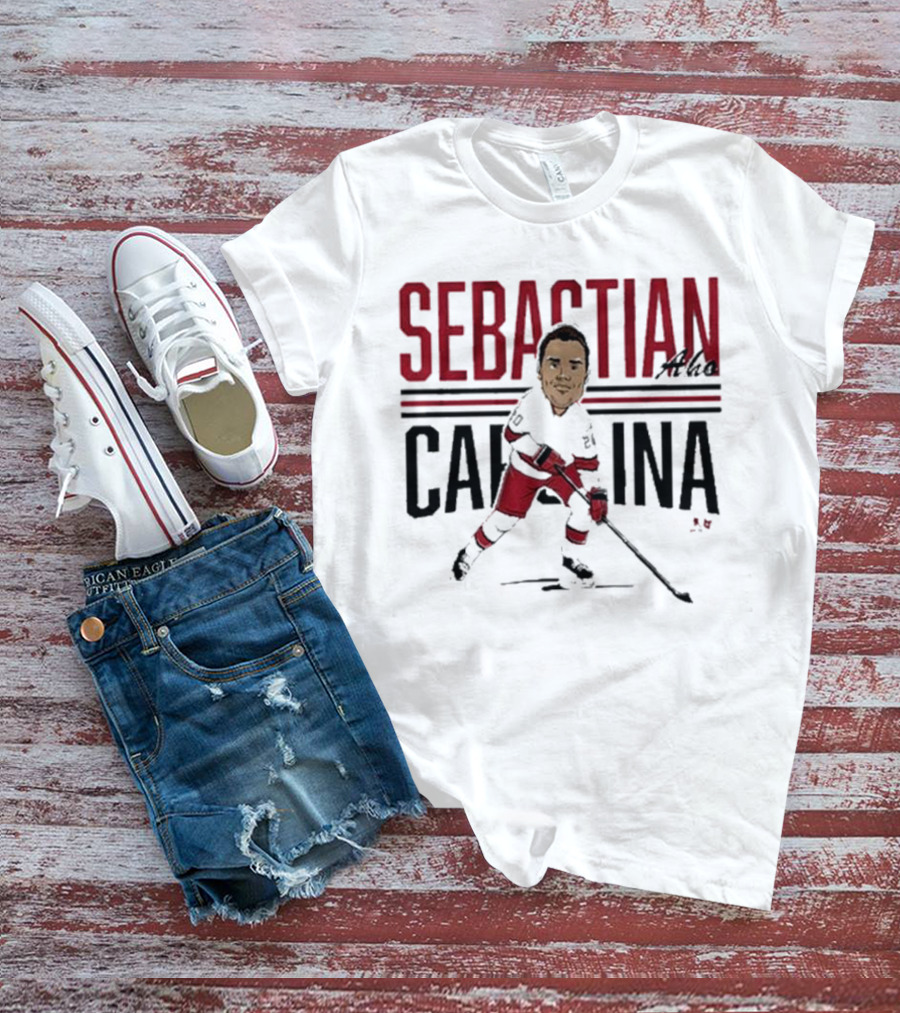 Sebastian Aho Carolina Ice Hockey Caricature T-Shirt