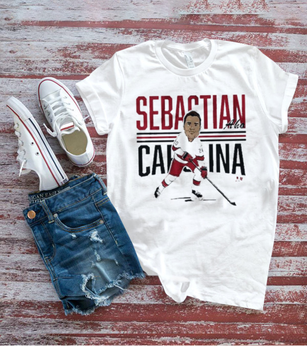 Sebastian Aho Carolina Ice Hockey Caricature T-Shirt