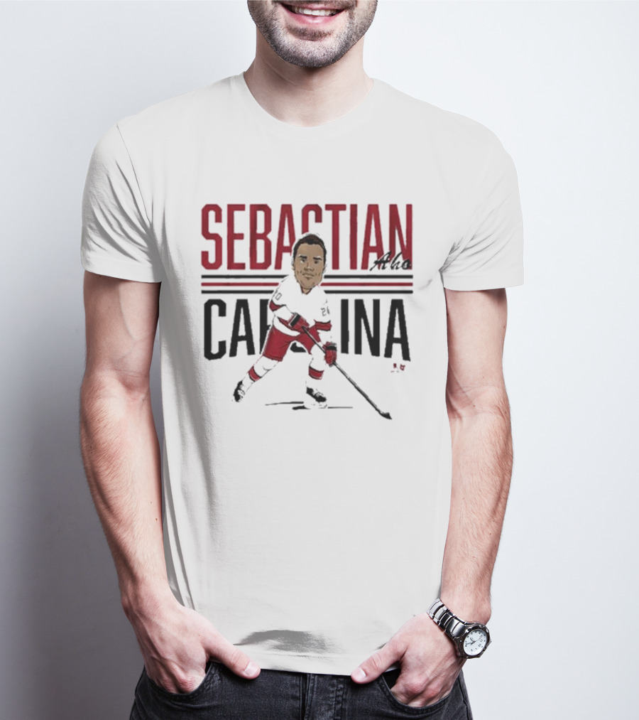 Sebastian Aho Carolina Ice Hockey Caricature T-Shirt
