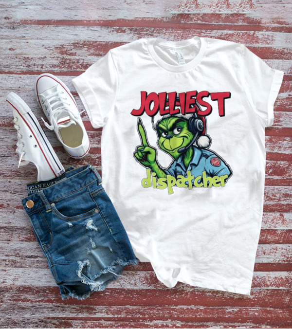 The Grinch Jolliest Dispatcher Christmas Holiday Fun T-Shirt