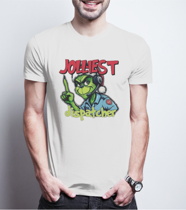 The Grinch Jolliest Dispatcher Christmas Holiday Fun T-Shirt