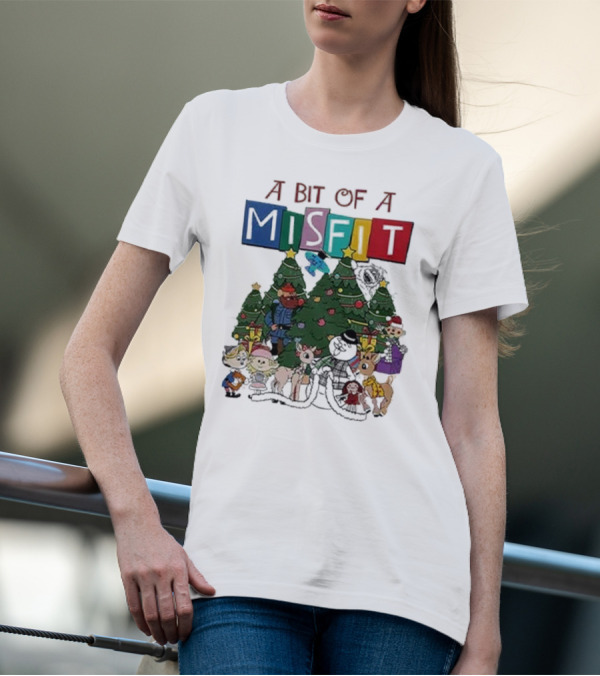 A Bit Of A Misfit Rudolph The Red Nosed Reindeer Christmas Characters With Trees T-Shirt