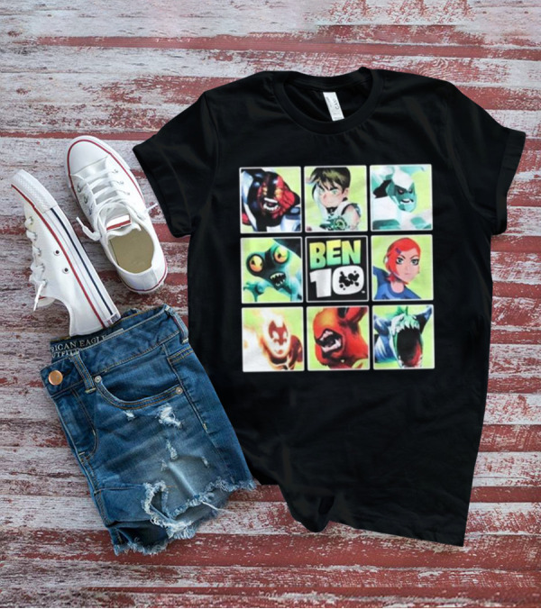 Ben 10 Alien Characters Panels Featuring Ben Gwen And Iconic Aliens T-Shirt