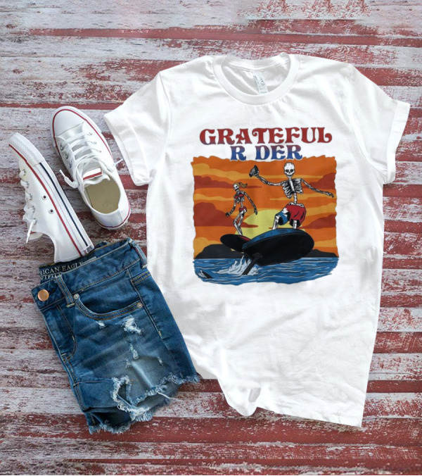 Grateful Rider Skeletons Surfing Sunset E-foil Adventure T-Shirt