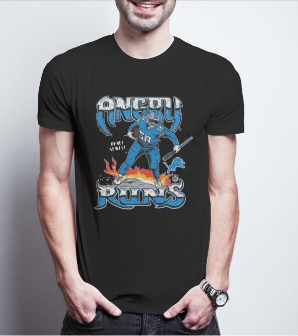 Penei Sewell Detroit Lions Angry Runs NFL Player 58 T-Shirt