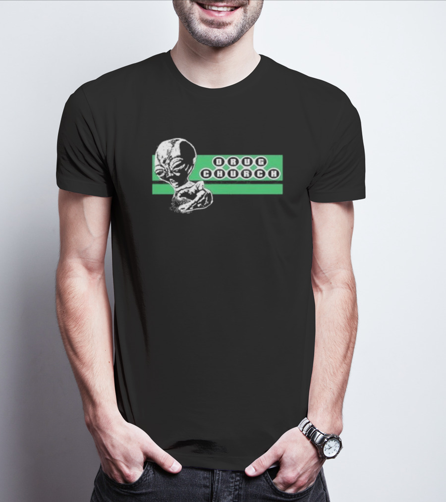 Drug Church Alien With Green Background T-Shirt