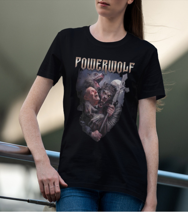 Powerwolf Thunder Priest Monster Battle With Fierce Wolves T-Shirt