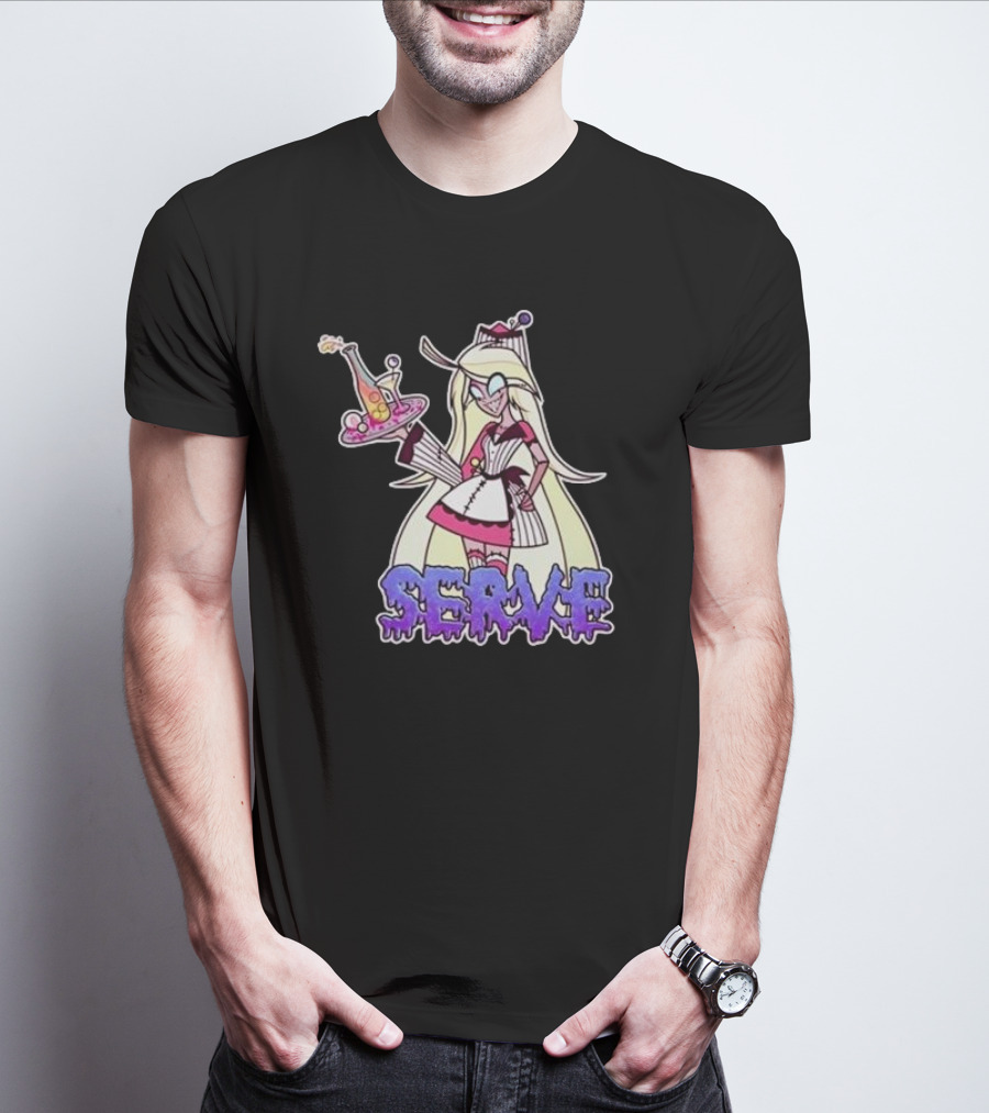 Weeby Newz Serve Demon Weeby Anime Character With Potion Tray T-Shirt