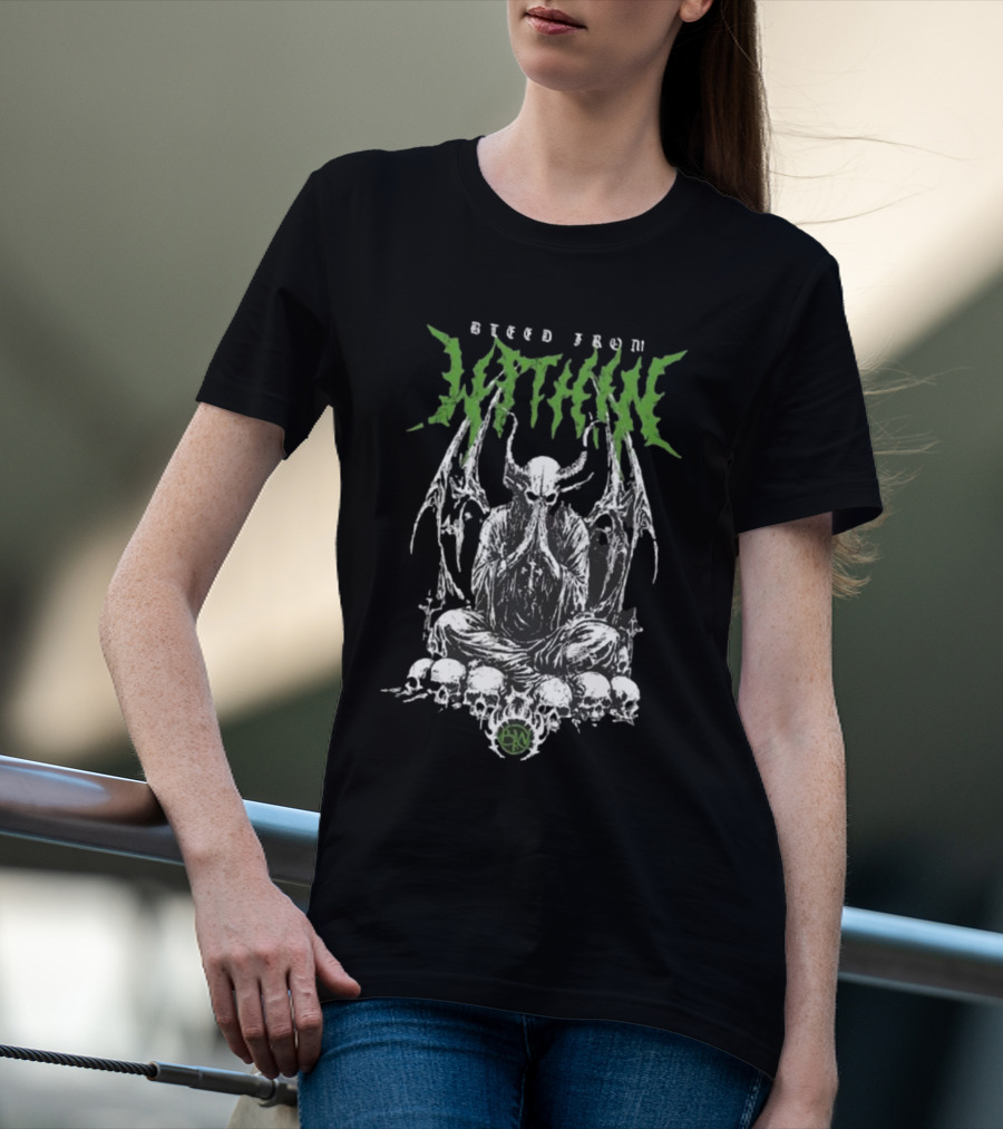 Bleed From Within Hope In Hell Demon Figure Surrounded By Skulls T-Shirt