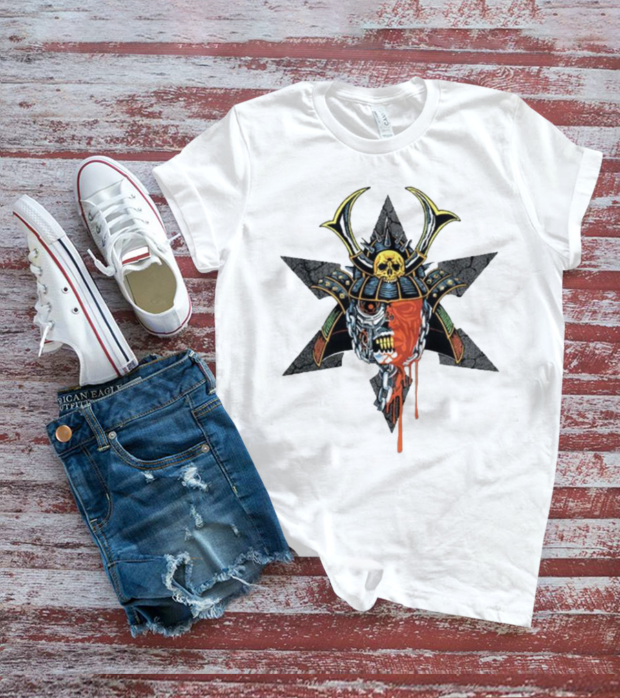 God’s Hate Shuriken Samurai Skull Starburst Horror T-Shirt