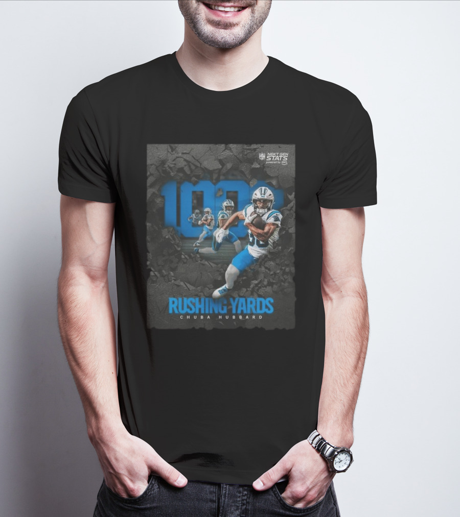 Carolina Panthers 1000 Rushing Yards Chuba Hubbard Next Gen Stats T-Shirt