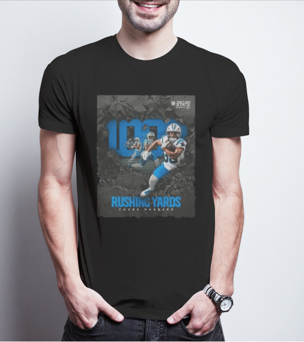 Carolina Panthers 1000 Rushing Yards Chuba Hubbard Next Gen Stats T-Shirt