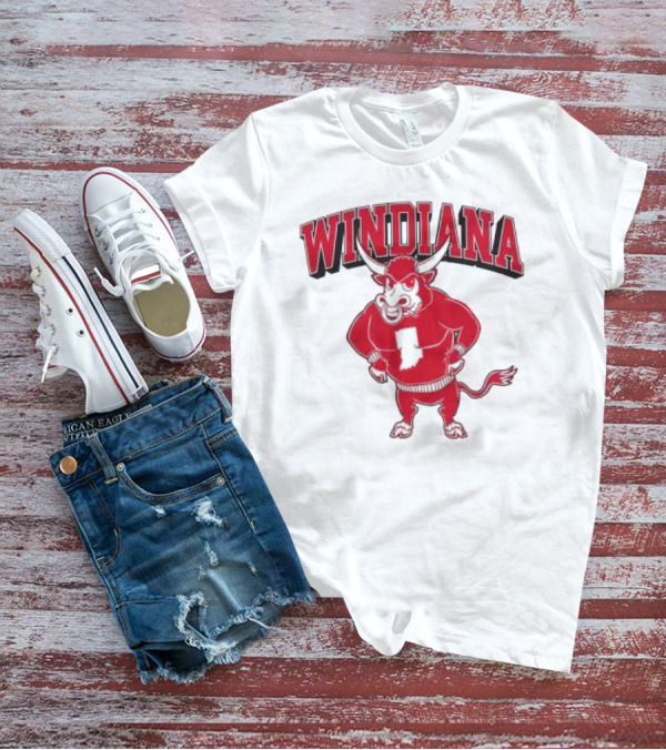 Windiana Hoosiers Mascot Bull With Indiana State Shape T-Shirt