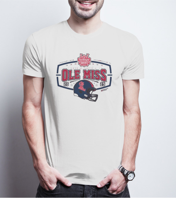 2025 Ole Miss Rebels TaxSlayer Gator Bowl January 2nd Jacksonville FL Football Helmet T-Shirt