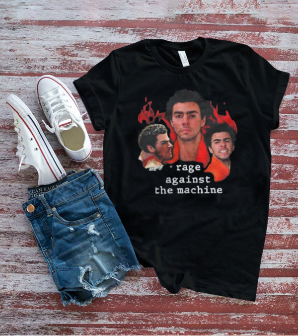 Luigi Mangione Rage Against The Machine Flames Trio Collage T-Shirt