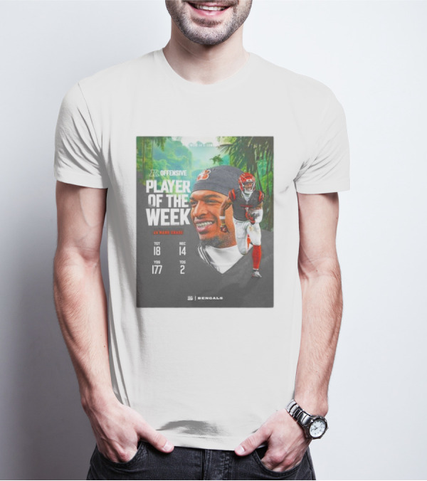 Ja’Marr Chase Cincinnati Bengals AFC Offensive Player Of The Week TGT 18 REC 14 YDS 177 TDS 2 Bengals T-Shirt