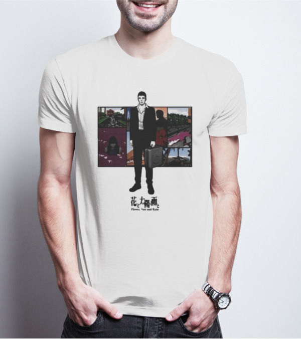Flower Sun And Rain Comic Style Character With Suitcase And Scenic Panels T-Shirt