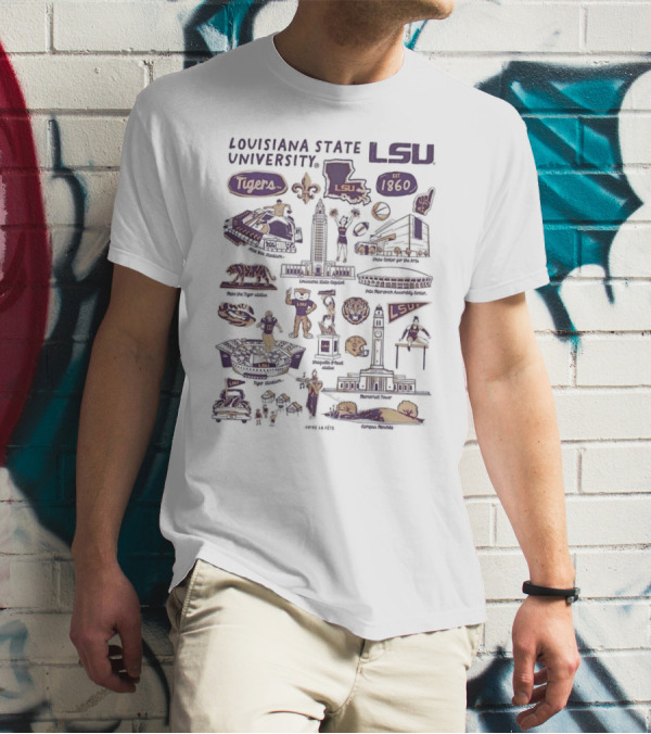 Louisiana State University LSU Tigers Vive La Fete Impressions Est 1860 Memorial Tower Shaquille O'Neal Tiger Stadium T-Shirt
