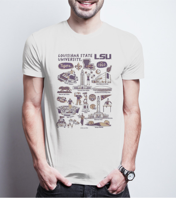 Louisiana State University LSU Tigers Vive La Fete Impressions Est 1860 Memorial Tower Shaquille O'Neal Tiger Stadium T-Shirt