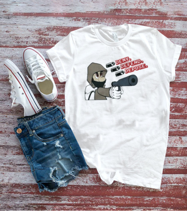 Luigi Mangione Deny Defend Depose Cartoon Character Gaming T-Shirt