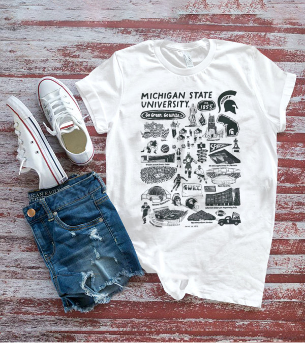 Michigan State University Go Green Go White 1855 Spartans Impressions T-Shirt
