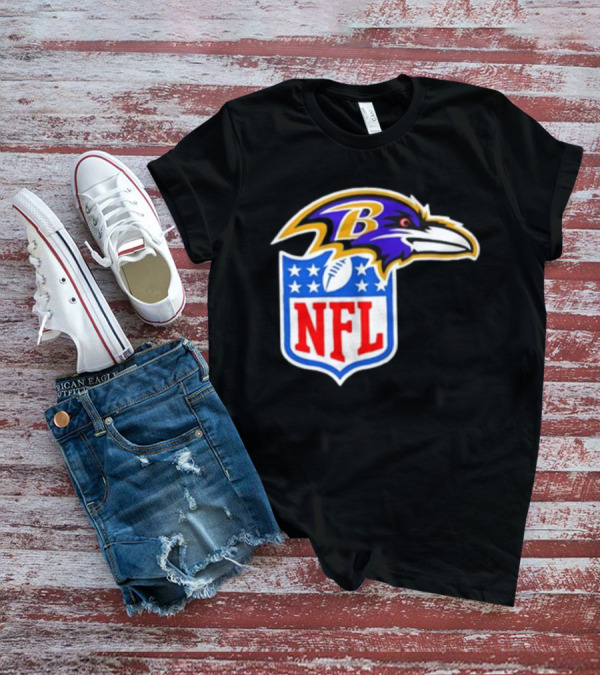 Baltimore Ravens NFL Shield Emblem Ravens Head T-Shirt