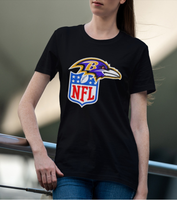 Baltimore Ravens NFL Shield Emblem Ravens Head T-Shirt