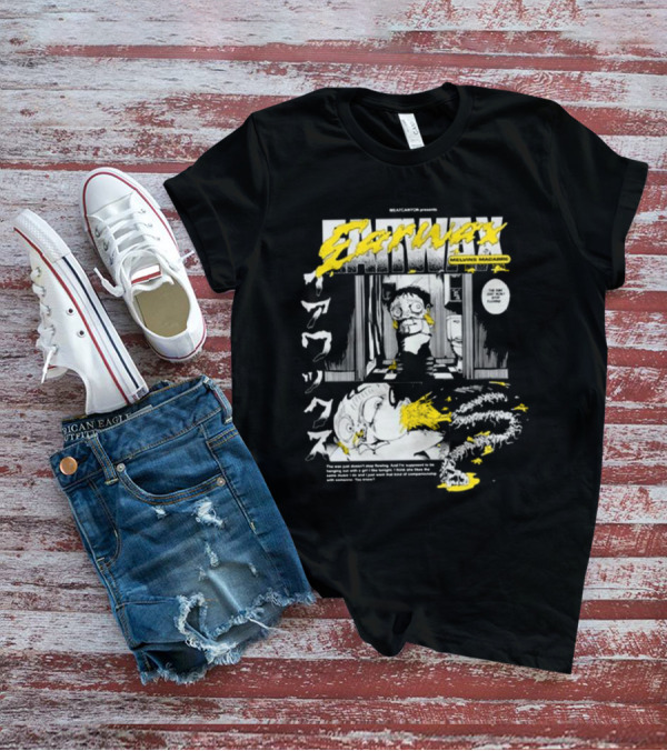 MEATCANYON Presents Earwax Melvin's Macabre Manga Comic Creepy Yellow Text Character Panels T-Shirt