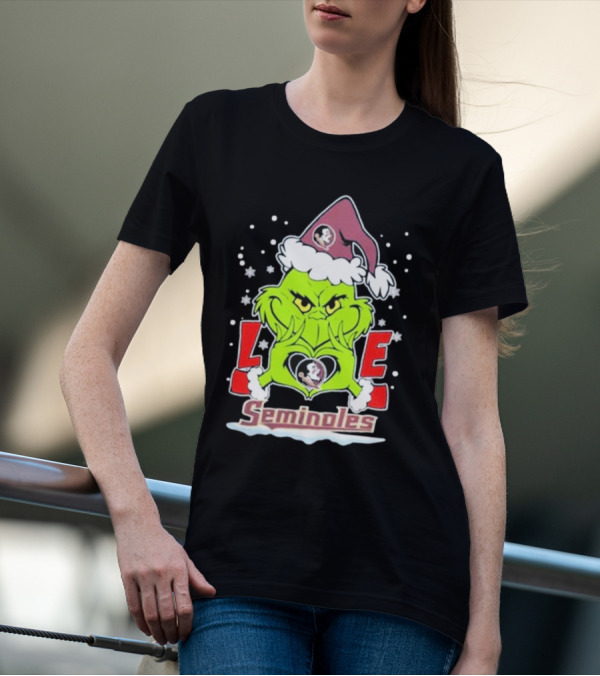 Grinch Love Florida State Seminoles Christmas Football T-Shirt