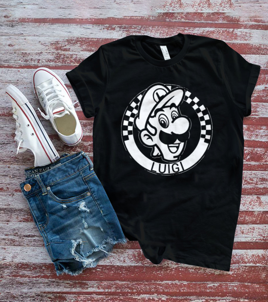 Luigi Super Mario Checkerboard Circle T-Shirt