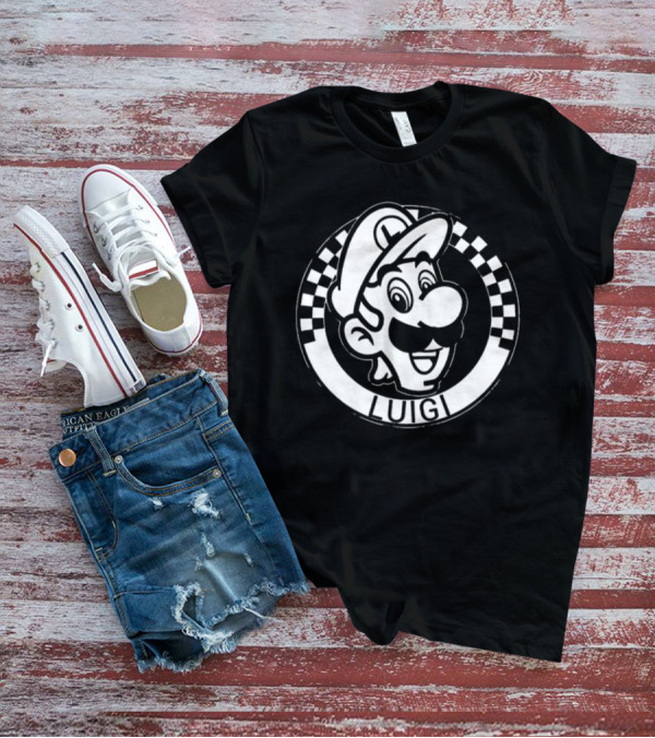 Luigi Super Mario Checkerboard Circle T-Shirt
