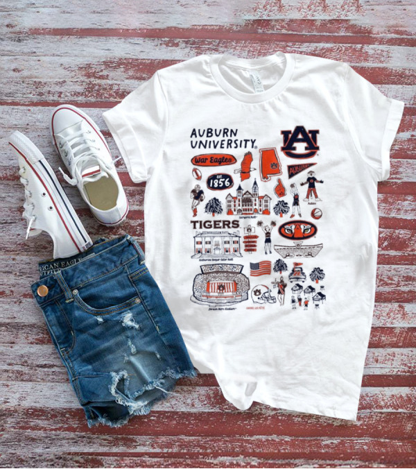Auburn University Tigers War Eagles Auburn Vive La Fete 1856 Artwork Samson Halls Jordan-Hare Stadium T-Shirt