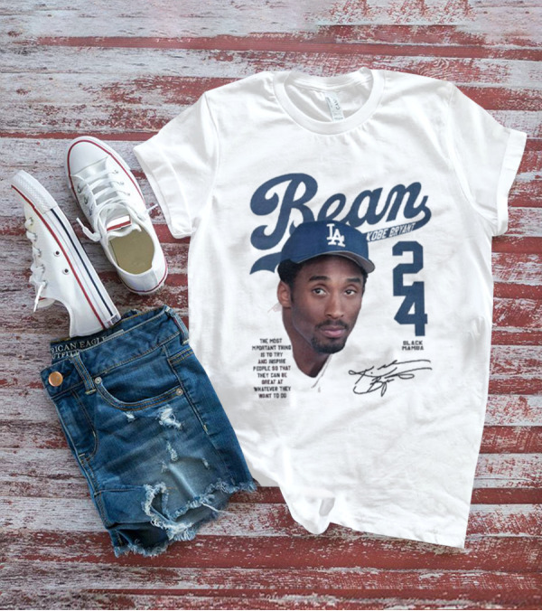 Bean Kobe Bryant 24 Black Mamba Dodgers Cap Autograph T-Shirt
