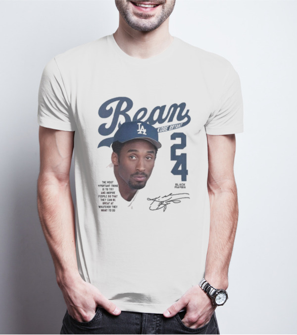 Bean Kobe Bryant 24 Black Mamba Dodgers Cap Autograph T-Shirt