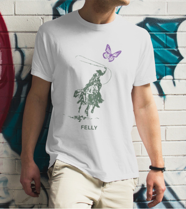 Felly Cowboy Lasso Purple Butterfly Blues Music T-Shirt
