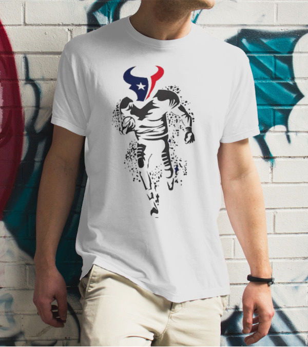 Houston Texans Football Player Bull Logo Running Action T-Shirt