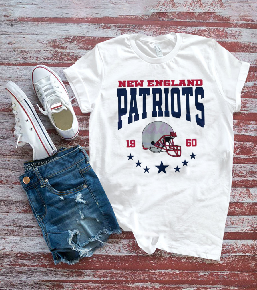 New England Patriots 1960 Vintage Football Helmet Retro Stars T-Shirt