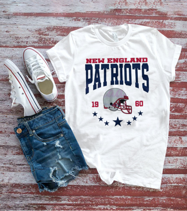 New England Patriots 1960 Vintage Football Helmet Retro Stars T-Shirt