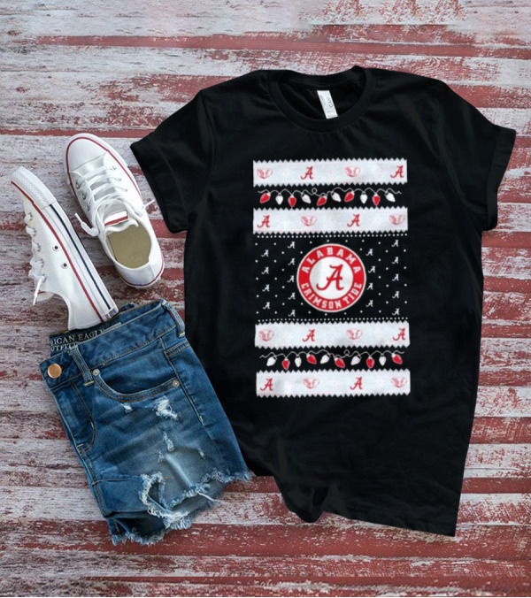 Alabama Crimson Tide A Repeated Pattern Christmas Lights Sweater Holiday T-Shirt