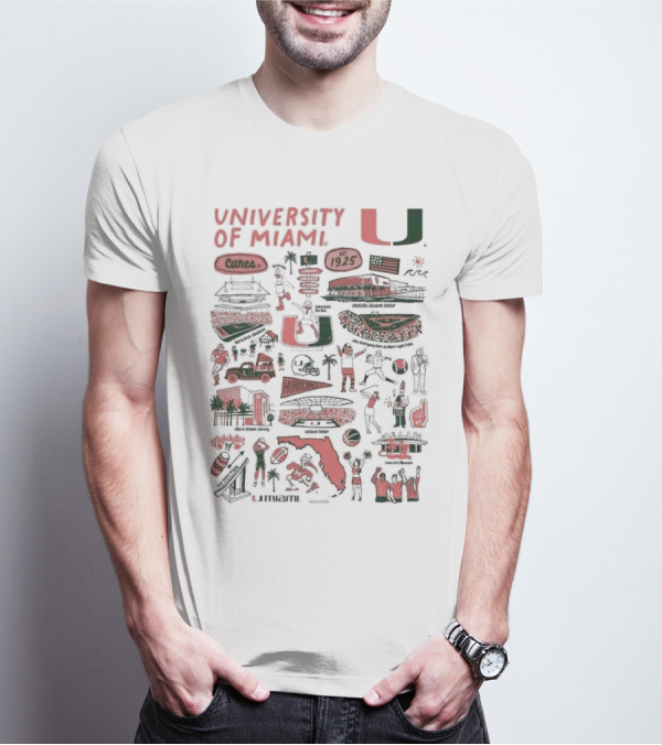 University Of Miami Hurricanes Vive La Fete Canes 1925 Sports And Landmarks T-Shirt