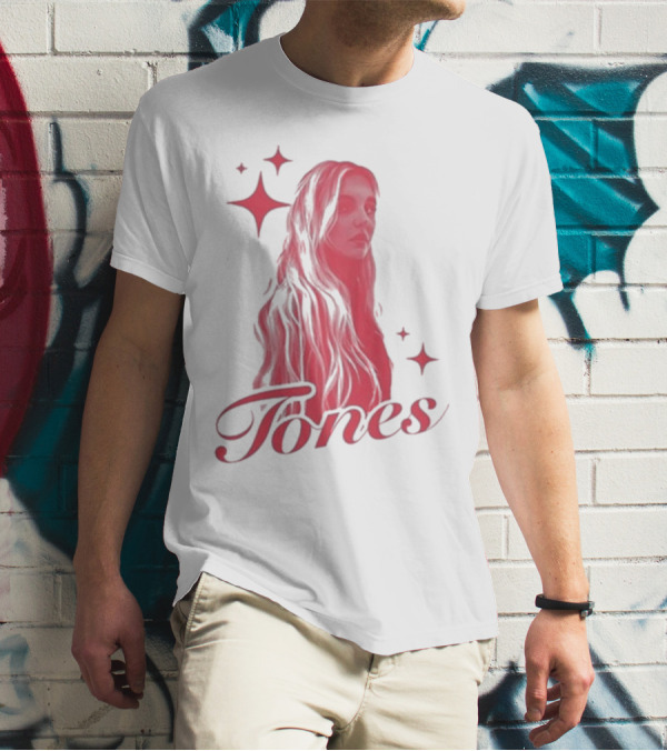 Onrepeat Tones Ecru Kids Tones Red Star Accents T-Shirt