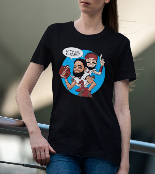 Tampa Bay Buccaneers Mike Evans Baker Mayfield Let's Go Bucs 40-17 Cartoon T-Shirt