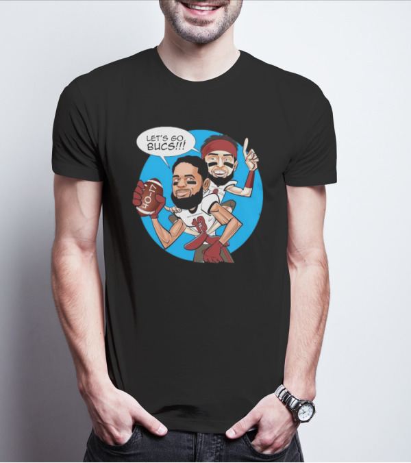 Tampa Bay Buccaneers Mike Evans Baker Mayfield Let's Go Bucs 40-17 Cartoon T-Shirt