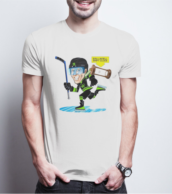 Esa Lindell Shift Clock Dallas Stars Hockey Cartoon T-Shirt